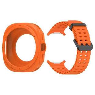 For Samsung Galaxy Watch 47mm / Ultra 2025 Silicone Watch Cover Marine Dual Buckle Silicone Watch Band(Orange)