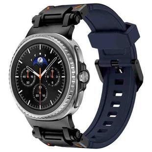 For Samsung Galaxy Watch8 / Watch8 Classic Explorer Metal Connector Silicone Watch Band(Black Blue)