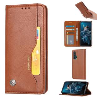 Knead Skin Texture Horizontal Flip Leather Case for Huawei Honor 20 Pro, with Photo Frame & Holder & Card Slots & Wallet(Brown)