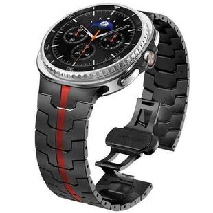 For Samsung Galaxy Watch8 / Watch8 Classic Butterfly Buckle Stainless Steel Watch Band(Black Red)
