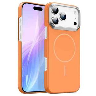 For iPhone 17 Pro Max Gold Armor PC Thin Circle MagSafe Shockproof Phone Case(Orange)
