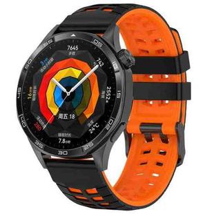 22mm Double Holes Two Color Silicone Watch Band(Black Orange)