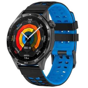22mm Double Holes Two Color Silicone Watch Band(Black Blue)