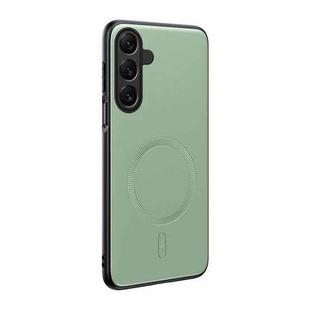 For Samsung Galaxy S23 FE 5G Plain Leather MagSafe Shockproof Phone Case(Green)