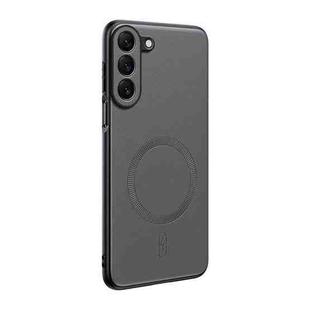 For Samsung Galaxy S23+ 5G Plain Leather MagSafe Shockproof Phone Case(Gray)