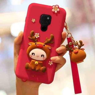 Lovely Reindeer Full Package Anti Falling Silicone Sleeve for Huawei Mate 20(Red)