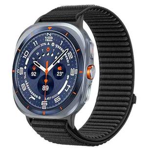 For Samsung Galaxy Watch Ultra 47mm / Ultra 2025 Woven Nylon Hook And Loop Fastener Metal Interface Watch Band(Black)