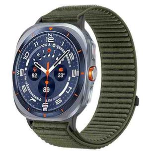 For Samsung Galaxy Watch Ultra 47mm / Ultra 2025 Woven Nylon Hook And Loop Fastener Metal Interface Watch Band(Spruce Green)