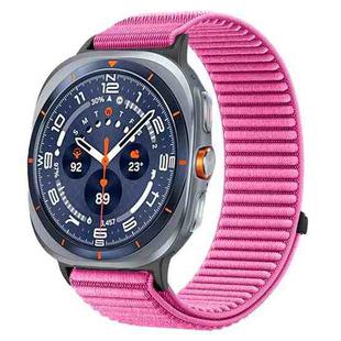 For Samsung Galaxy Watch Ultra 47mm / Ultra 2025 Woven Nylon Hook And Loop Fastener Metal Interface Watch Band(Peony Pink)