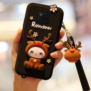 Lovely Reindeer Full Package Anti Falling Silicone Sleeve for Huawei Mate 20 Pro(Black)