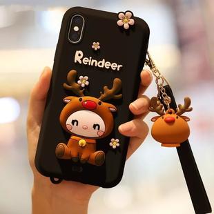 Lovely Reindeer Full Package Anti Falling Silicone Sleeve for iPhone X(Black)