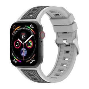 For Apple Watch 46mm / 49mm / 45mm / 44mm Two-Tone Vertical Stripe Silicone Watch Band(Starlight + Brown)