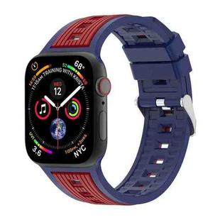 For Apple Watch 42mm / 41mm / 40mm / 38mm Two-Tone Vertical Stripe Silicone Watch Band(Navy Blue + Burgundy)