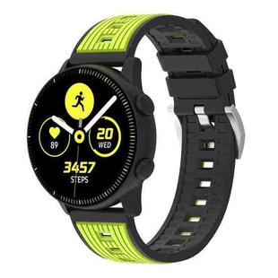 20mm Two Color Vertical Striped Silicone Watch Band(Black Lime Green)