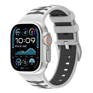 For Apple Watch 46mm / 49mm / 45mm / 44mm Tire Texture Two-Color Silicone Watch Band(Starlight + Brown)
