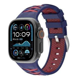 For Apple Watch 42mm / 41mm / 40mm / 38mm Tire Texture Two-Color Silicone Watch Band(Midnight Blue + Deep Red)