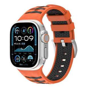 For Apple Watch 42mm / 41mm / 40mm / 38mm Tire Texture Two-Color Silicone Watch Band(Orange + Black)