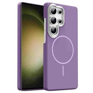 For Samsung Galaxy S23 Ultra 5G Gold Armor PC Thin Circle MagSafe Shockproof Phone Case(Purple)