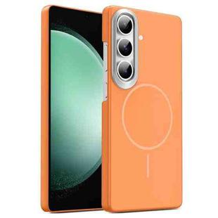 For Samsung Galaxy S23 FE 5G Gold Armor PC Thin Circle MagSafe Shockproof Phone Case(Orange)
