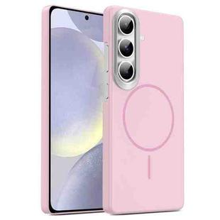 For Samsung Galaxy S24+ 5G Gold Armor PC Thin Circle MagSafe Shockproof Phone Case(Pink)