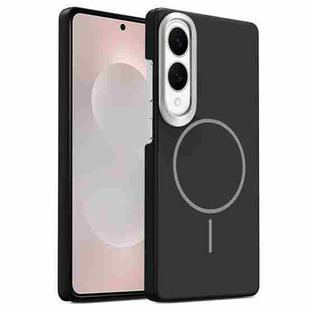 For Samsung Galaxy S25 Edge 5G Gold Armor PC Thin Circle MagSafe Shockproof Phone Case(Black)