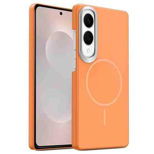 For Samsung Galaxy S25 Edge 5G Gold Armor PC Thin Circle MagSafe Shockproof Phone Case(Orange)