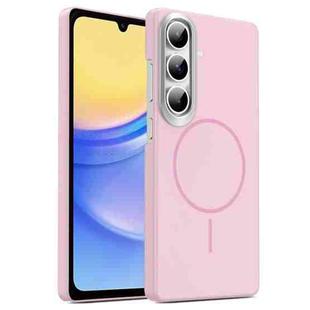 For Samsung Galaxy A15 4G / 5G Gold Armor PC Thin Circle MagSafe Shockproof Phone Case(Pink)
