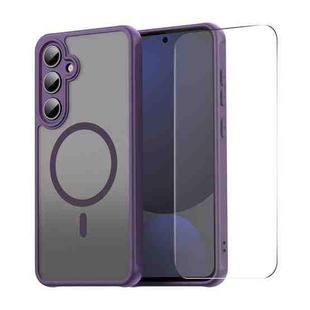 For Samsung Galaxy S24 FE ENKAY Hat-Prince MagSafe Matte Translucent Shockproof Phone Case with Large Arc Edge Film(Purple)