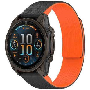 For Garmin 26mm Vertical Striped Magnetic Silicone Quick Release Watch Band(Black Orange)