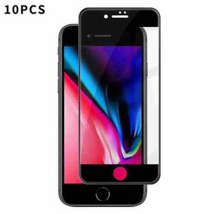 For iPhone 8 Kalebol 10pcs High-Aluminum Screen-Printed Full-Coverage Anti-Fingerprint Black-Bordered HD Tempered Glass Film