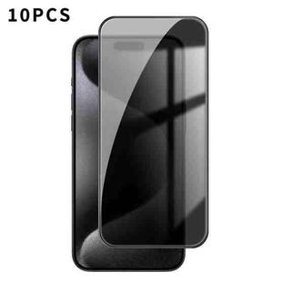 For iPhone 15 Pro Kalebol 10pcs High-Aluminum Screen-Printed Full-Coverage Anti-Fingerprint Black-Border Privacy Tempered Glass Film