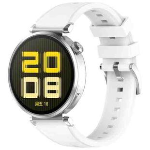 18mm Ice Crystal Texture Press Button Quick Release Silicone Watch Band(White)