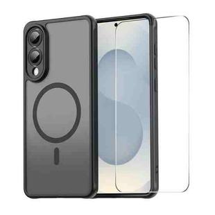 For Samsung Galaxy S25 Edge 5G ENKAY Hat-Prince MagSafe Matte Translucent Shockproof Phone Case with 0.18mm High Aluminum-silicon Glass Film(Black)
