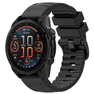 For Garmin 26mm Two Color Silicone Hybrid Leather Nylon Quick Release Watch Band(Black Leather+Silicone)