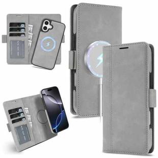 For iPhone 17 Kalebol Strong Magnetic MagSafe Ring 2 In 1 Split Leather Phone Case(Gray)