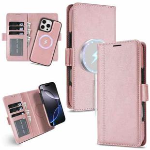 For iPhone 15 Pro Max Kalebol Strong Magnetic MagSafe Ring 2 In 1 Split Leather Phone Case(Rose Gold)