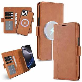 For iPhone 15 Kalebol Strong Magnetic MagSafe Ring 2 In 1 Split Leather Phone Case(Brown)