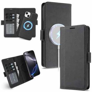 For iPhone 14 Kalebol Strong Magnetic MagSafe Ring 2 In 1 Split Leather Phone Case(Black)