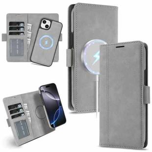 For iPhone 14 Kalebol Strong Magnetic MagSafe Ring 2 In 1 Split Leather Phone Case(Gray)