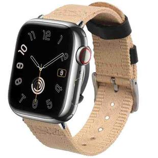 For Apple Watch 46mm / 49mm / 45mm / 44mm Quick Release Buckle Canvas Woven Nylon Watch Band(Khaki Color)