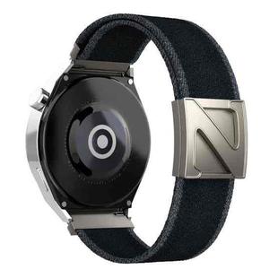 22mm Z-Shaped Magnetic Clasp Two Color Nylon Watch Band(Black+Gray)