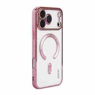 For iPhone 17 Pro ENKAY Hat-Prince Magsafe Electroplated TPU Clear Shockproof Phone Case(Pink)