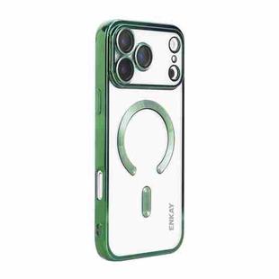 For iPhone 17 Pro ENKAY Hat-Prince Magsafe Electroplated TPU Clear Shockproof Phone Case(Green)