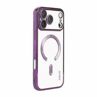 For iPhone 17 Pro ENKAY Hat-Prince Magsafe Electroplated TPU Clear Shockproof Phone Case(Purple)
