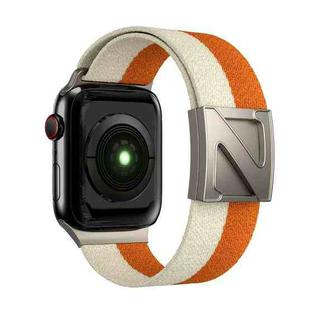 For Apple Watch 42mm / 41mm / 40mm / 38mm Z Shaped Magnetic Clasp Two Color Nylon Watch Band(Starlight Orange)