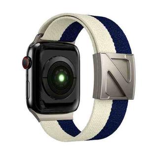 For Apple Watch 42mm / 41mm / 40mm / 38mm Z Shaped Magnetic Clasp Two Color Nylon Watch Band(Starlight Blue)