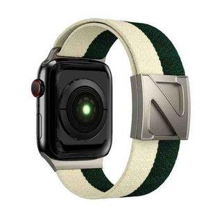For Apple Watch 42mm / 41mm / 40mm / 38mm Z Shaped Magnetic Clasp Two Color Nylon Watch Band(Starlight Green)
