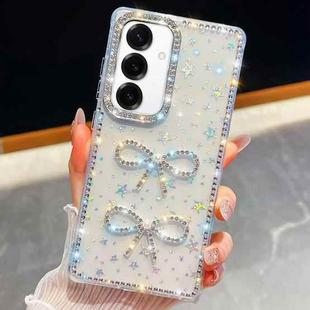 For Samsung Galaxy A56 5G Diamond Glitter Dual Bow-knot Shockproof Phone Case(Transparent Stars)