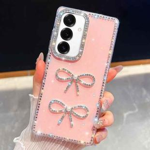 For Samsung Galaxy A35 5G Diamond Glitter Dual Bow-knot Shockproof Phone Case(Light Pink)