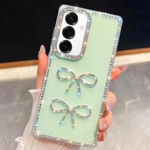 For Samsung Galaxy A35 5G Diamond Glitter Dual Bow-knot Shockproof Phone Case(Light Green)